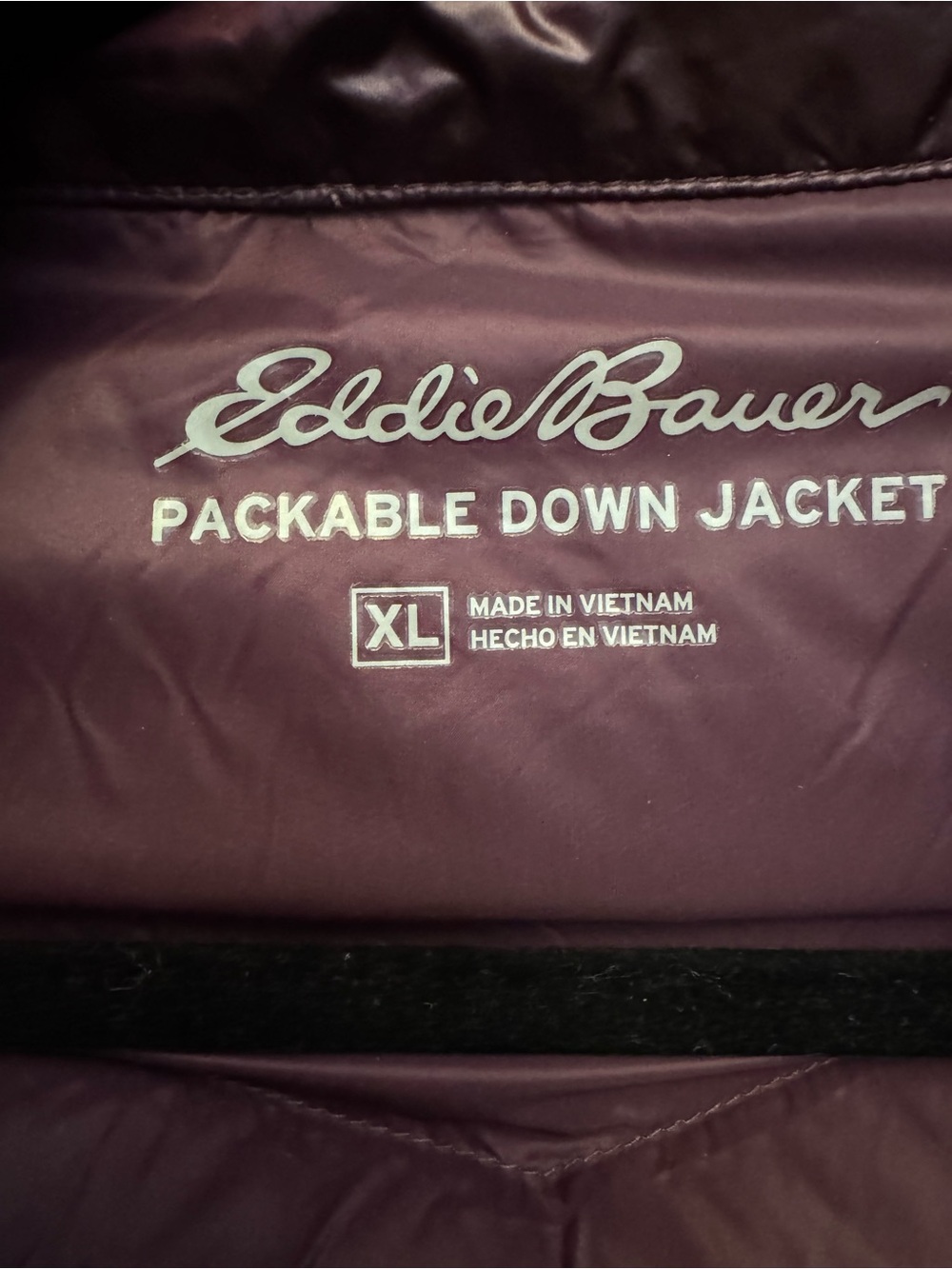 Eddie Bauer Packable Down Puffer Jacket - Plum Shine XL - Picture 3 of 8